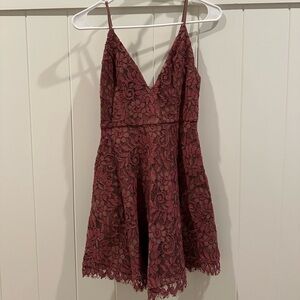 NBD Burgundy Lace Mini Dress